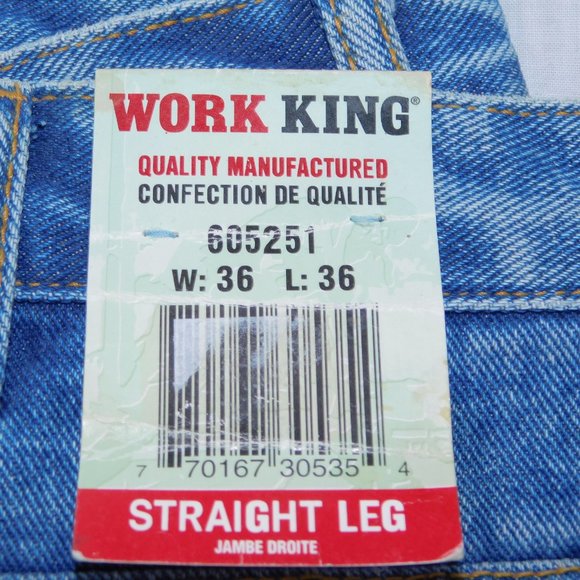 Richlu Work King Mens 36" x 36" Stright Leg Blue Jeans New with Tag - Picture 2 of 12